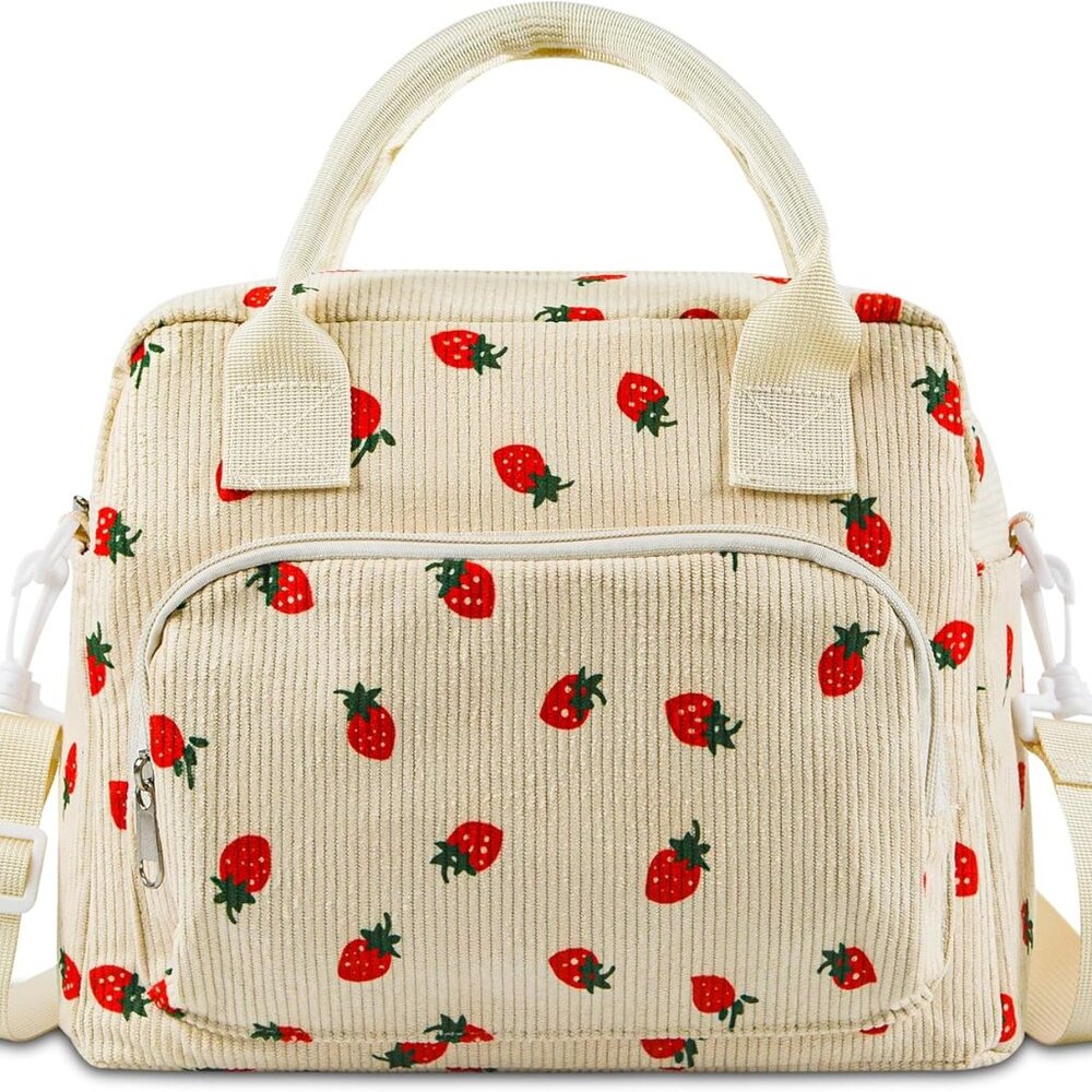 Lunch Bag For Women Insulated Lunch Box Cute Corduroy Lunch Tote Bags Reusable L
